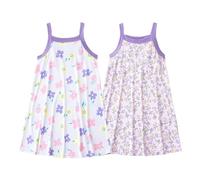 WISREMT Niñas Ropa de Dormir sin Mangas Camisones para niñas Paquete de 2 Pijamas Lindo Pijama Camisones Tirantes Finos Vestidos lenceros Ropa de Dormir de Verano para bebés niñas Adolescentes