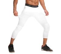WISREMT Pantalones de compresión Pantalones de Baloncesto para Hombre con Rodilleras Protector Gear 3/4 Medias de compresión Leggings