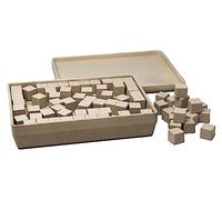 WISSNER aktiv lernen - Cubo natural, 2x2x2cm de RE-Wood®, 150 piezas en bolsa de algodón con instrucciones