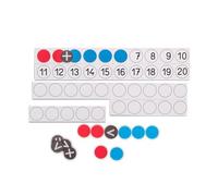 WISSNER® aktiv lernen - Tabla de contador magnética grande con 22 azulejos reversibles y 10 signos matemáticos