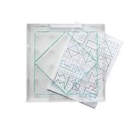 WISSNER Geobrett cuadradas 15 x 15 cm, apilable, transparente con anillos de goma, y 12 plantillas