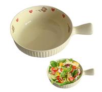 Wisteria - Cuenco para sopa con asa, cuenco de cereales, olla de cerámica para cereales, 600 ml, ensaladera, cuenco para desayuno, cuenco para pasta, apto para microondas y horno