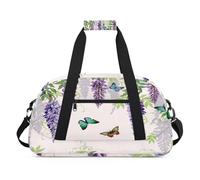 Wisteria Flowers Butterfly Kids Duffel Bags for Girls Boys, Japan Wisteria Overnight Weekender Travel Bag 24L Sport Gym Duffel Bag Practice Tote Carry Bag, color, 24 L, Organizador de bolsas