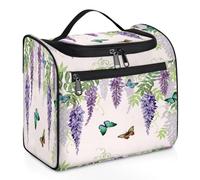 Wisteria Flowers Butterfly Travel Makeup Bag for Women Men Kids Girls Boys, Japan Wisteria 11.2 L Cosmetic Toiletry Bag Hanging Wash Bag Toiletries Organizer Shower Bag, color, 11.2L, Organizador de