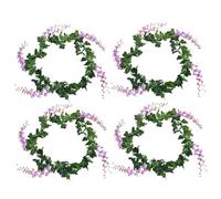 Wisteria Garland 4Pcs 83 Inch Purple Garland with Green Leaves Artificial Realistic Hanging for Wedding, Ceremony, Party & More