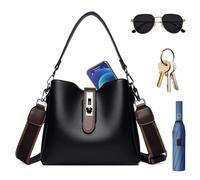 Wisylizv Bucket Bag - Trendy Vintage Leather Bucket Purse | Shoulder Handbags With Adjustable Straps Leather Tote Wallets For Travel Summer Beach