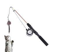 Wisylizv Caña de Pescar Interactiva para Gato - Teaser Telescópico de Dos Secciones - Cabeza de Pluma Reemplazable | De Gato Retráctil | Poste EVA extensible de 40 a 72 Cm - Alienta