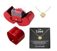 Wisylizv Collar De Rosas - Collar De Corazón De Rosas Para Siempre - Amor Eterno | Colgante De Eterno | Cadena De Platino Con De Regalo, Regalo Atemporal De San Valentín Para Mamá, Esposa, Novia