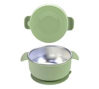 Wisylizv Con Per Neonati - 15,5 cm Acciaio | Anti-Rovesciamento Doppi Manici Anti-Scottatura Contenitore Per Spuntini Svezzamento | Ideal Per Bambini Ragazze Alimentazione Autonoma