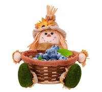 Wisylizv Decoración de espantapájaros del Festival de la, decoración de espantapájaros de Mesa de otoño | Sentado Muñeca de Acción de Gracias sosteniendo una Cesta de Frutas | Muñeca de de Acci