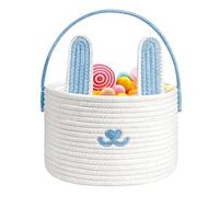 Wisylizv Easter Baskets for Kids - with Rabbit Ears | Woven Cotton Rope Egg Easter Basket | for Candy Toys Party Holiday Birthday Kids Boys Girls