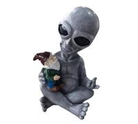 Wisylizv Estatua de jardín alienígena meditante - Esculturas alienígenas meditadoras de resina alienígena para patio, Figuras | Estatua de jardín alienígena de la amistad Andre' y Fritz