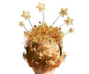 Wisylizv Fascie Festive - 2026 Tocado con estrellas - Cintas para el pelo con dorado y lentejuelas | Adultos Mujeres Niñas Disfraz Víspera Fiesta Navidad Fotografías Cabina Fotográfica