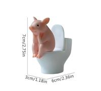 Wisylizv Funny Pig Sitting On Toilet Desktop Ornament - Cute Thinking Piggy Mini Animal Figurine | Creative Kawaii Home & Office Decor | Piggy Statue For Bookshelf, Bathroom Or Desk