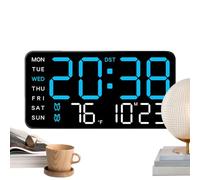 Wisylizv Large Digital Clock | Large Temperature Display Decor with Date | Digital Alarm Clock | For Living Room Dorm RV Garage Outdoor Patio Gym School Senior Home Nursery Hallway