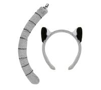 Wisylizv Lemur Costume Set - Plush Headband With Ears Long Tail | Cute Ring Tailed Lemur Role Play Accessories | Type A Headband Type B Skirt, Soft Comfortable For Boys Girls Parties Performances