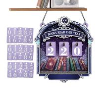Wisylizv Libros Leer este año Counter | Wooden Tabletop Library Decor | Books Read This Year Sign with 30 Number Plate | for Bedroom Study Workplace Library Shelf Nook Corner Home