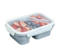 Wisylizv Lunch Container - 2 Compartments Leak Proof Foldable Silicone Bowl | Lid And Utensil Adult Lunch Box | For Women, Men, Microwave, Dishwasher, Freezer