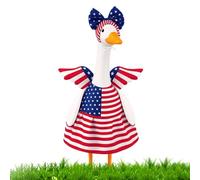 Wisylizv Porch Goose Outfit - Patriotic Lawn Goose Costume with Vibrant Red Wings and Blue Bow | Lightweight Cloth Apparel For Outdoor Front Yard Garden Deck and Patio Decor