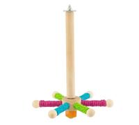 Wisylizv Rotating Bird Perch Toy - Interactive Wooden Swing Stand | Parrot Play Gym With Rope | Assembled Natural Wood Perch For Lovebirds Cockatiels Budgies Conures Small Medium Birds