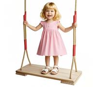 Wisylizv Solid Wood Swing Board - Adjustable Double Board Swing Seat For Children | Wooden Tree Swings For Patio, Garden & Backyard | Heavy Duty 100KG Load Bearing Leisure Swings