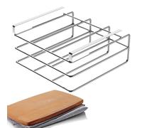 Wisylizv Under Cabinet Cutting Board Holder - Stainless Steel Chopping Board Rack Organizer | Pot Lid Paper Towel Kitchen Storage Rack | Space Saving Cabinet Pantry Cookware Stand