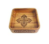 Wisylizv Wood Trays - Square Dessert Plate | Square Wooden Tray | Hand Carved Natural Acacia Serving Platter, Decorative Countertop Storage Holder For Coffee Table Fruit Snack Tea Food
