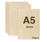 WISYOK 10 PCs Tablero Contrachapado A5, Madera Contrachapada 3mm, Tablero Madera Para Carpintería de Bricolaje, Procesamiento Láser, Fabricación de Modelos, Regalos, Decoraciones - 210x150*3mm