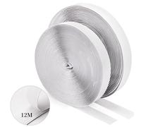 WISYOK 12 Metros 20 mm Hook y Loop Tape, Gancho y Cinta de Lazo Extra Fuerte, Belcro Adhesivo Doble Cara Extrafuerte, Auto Adhesivo Cinta Rollo para Múltiples Superficies (Blanco)