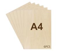 WISYOK 6PCs Tablero Contrachapado A4, Madera Contrachapada 2 mm, Tablero Madera Para Carpintería de Bricolaje, Procesamiento Láser, Fabricación de Modelos, Regalos, Decoraciones - 300x210*2 mm