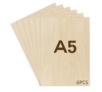 WISYOK 6PCs Tablero Contrachapado A5, Madera Contrachapada 2 mm, Tablero Madera Para Carpintería de Bricolaje, Procesamiento Láser, Fabricación de Modelos, Regalos, Decoraciones - 210x150*2 mm