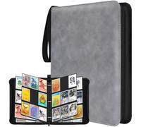 WISYOK Álbum de Tarjetas Coleccionables Grande, Scrapbook 900 Tarjetas con 50 Páginas, Carpeta de Tarjetas de Gamuza Impermeable, Carpeta de Tarjetas Coleccionables Portátil (Gris)