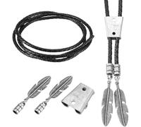 Wisyurt - Kit de búsqueda de accesorios para corbatas Bolo DIY con cierres deslizantes, cordón trenzado de piel negro de 1 metro a