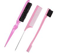 WitBicg 3 Piezas Peine Baby Hair, Cepillo Coleta De Pulido Brush Cepillo Para Hacer Colas Adecuado Para Peluqueros Profesionales, Mujeres, Hombres, Niños (Rosa)