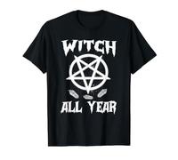 Witch All Year Witches Pagan Wicca Symbols Crystal Halloween Camiseta gráfica económica, Hombre, Negro, S