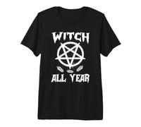 Witch All Year Witches Pagan Wicca Symbols Crystal Halloween Camiseta Premium
