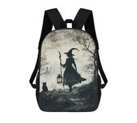 Witch And Black Cat in Foggy Forest Mochilas Escolares, De Viaje Y Universitarias Para Hombres, Mujeres Y Adolescentes 17inch