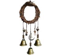 Witch Bell Protection - Carillón de viento Metal para el espacio interior y exterior, Carillón de viento de jardín de campanas de | Percha protectora para puerta con corona hecha a mano