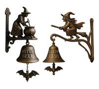 Witch Bell, Vintage Witch Doorbell, Halloween Witch Bells for Door Decorative, Halloween Gothic Bells for Door, Retro oor Bell or Front Doors/Porch/Garden/Entrance/Home Decor (Mix-2Pcs)