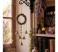Witch Bells 4.72, decoración Wiccan Vintage para el hogar | Diseño de campana de ratán y metal, ideal para puertas, para entusiastas de la Wicca
