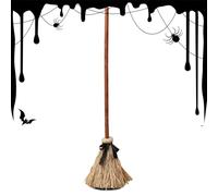 Witch Broom, 43.5-Inch Floating Dancing Broomstick with Spooky Sound Effects, Motion-Activated Halloween Decoration for Outdoor Yard Porch Garden or Party Entrance Haunted House Scene Decor