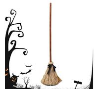 Witch Broom Prop, Animated Floating Dancing Broom, 43.31x9.84 inches, Haunted Display with Spooky Sounds for Masquerade Party, Halloween Light Up Decoration Outdoor Yard Porch House Entryway