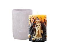 Witch Candle Molds - 3D Halloween Silicone Mold for Wax, Themed Activities with Lightweight, Home Decor for Teachers, Hobbyists, Holiday Events, Art Projects, Cement, Plaster Crafts, 2.95x4.13 Inches