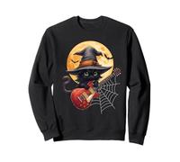 Witch Cat Playing Guitar Cat Halloween Cat Kitten Lover Kids Sudadera
