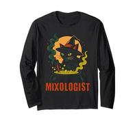 Witch Cat Witchy Halloween Bartender Mixólogos Manga Larga