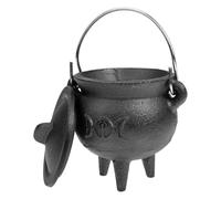 Witch Cauldron Halloween Cast Iron Kettle Black Candy Bowl Lid Handle Prop Pot Bucket Theme Decoration Party Display Item Ornament | Ideal For Trick Treat Events Haunted House Setup