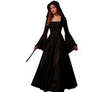 Witch Costume - 51.97 inches Long Skirt Horror Dress-Up Outfit | Witch Costume Dress for Halloween for Haunted House Escape Room Stage Performance Cosplay Event Daughter Girlfriend Sisters