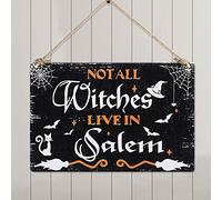 Witch Decor Halloween Decorations Vintage Retro Metal Signs - Not All Witch Lives in Salem - Halloween Signs Hocus Docus Decor Tin Signs for Home, Kitchen, Office, Door, Porches, 12 x 8 inches
