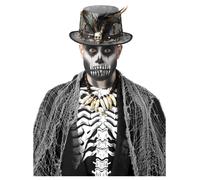 Witch Doctor Angustiado Top Negro Sombrero Hombre Mujer Halloween Voodoo Disfraz