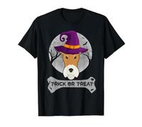 Witch Fox Terrier Trick Or Treat Funny Dog Halloween Costume Camiseta gráfica económica, Hombre, Negro, S